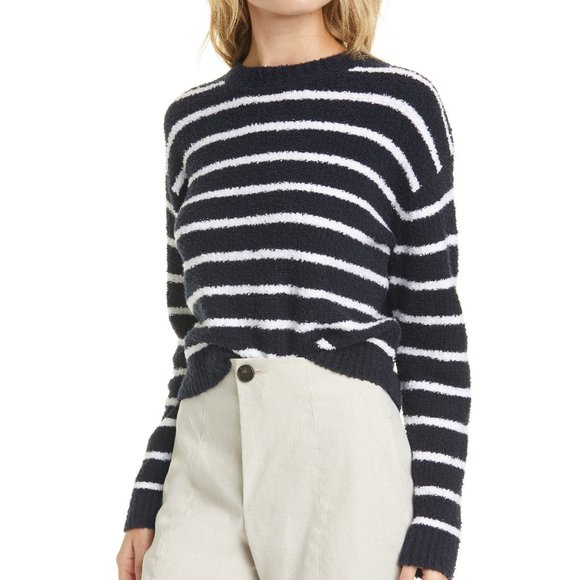 NWT Vince Stripe Cotton Blend Sweater | Cozy Modern Chic Pullover - Picture 1 of 11